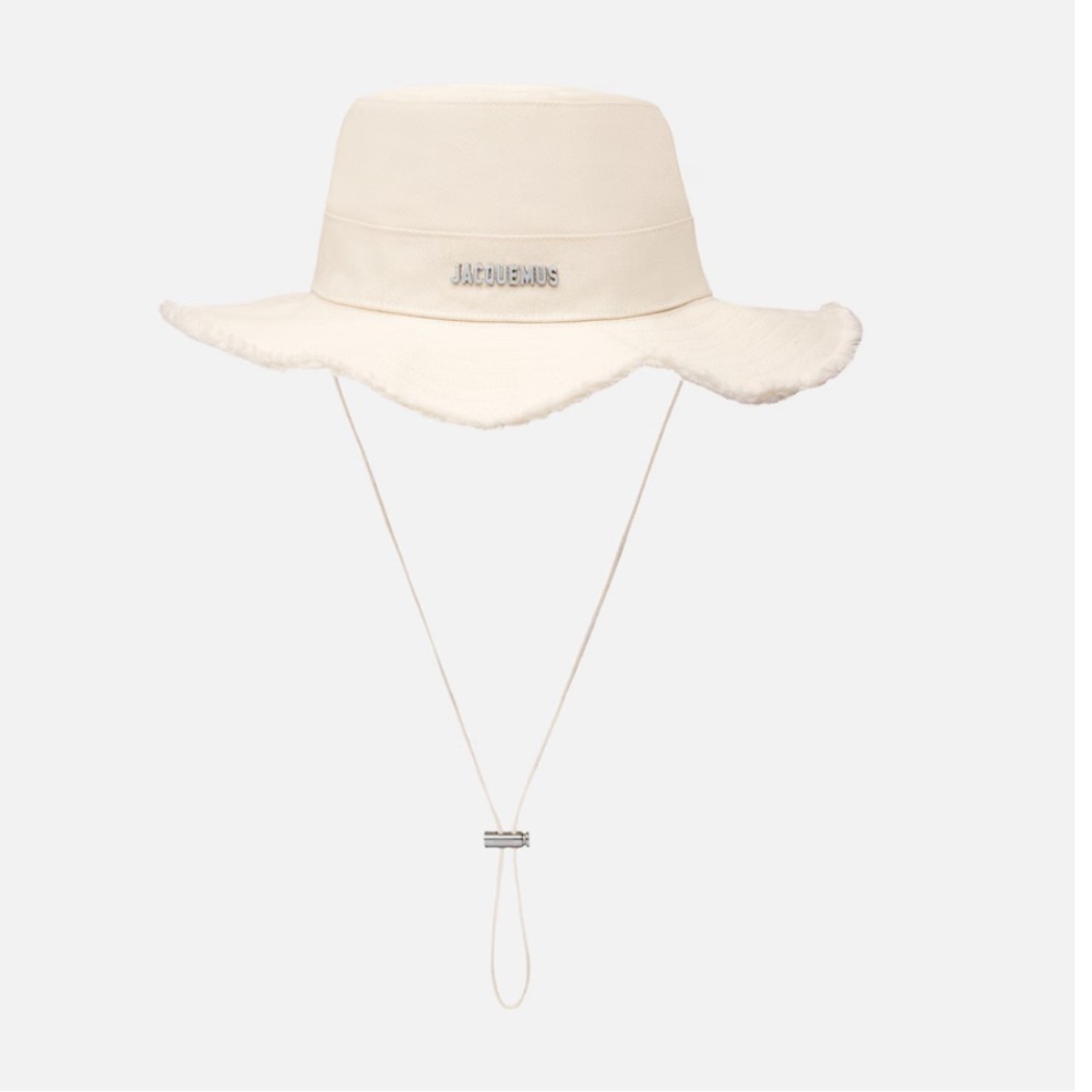 Jacquemus Off-White Hat with Chain Accent